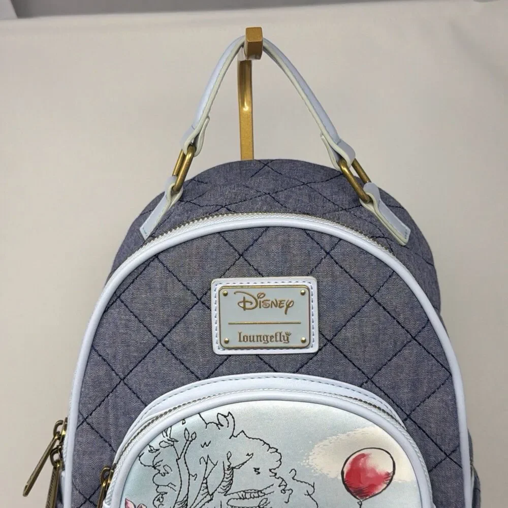 Loungefly Disney Winnie the Pooh Quilted Denim Sketch Mini Backpack